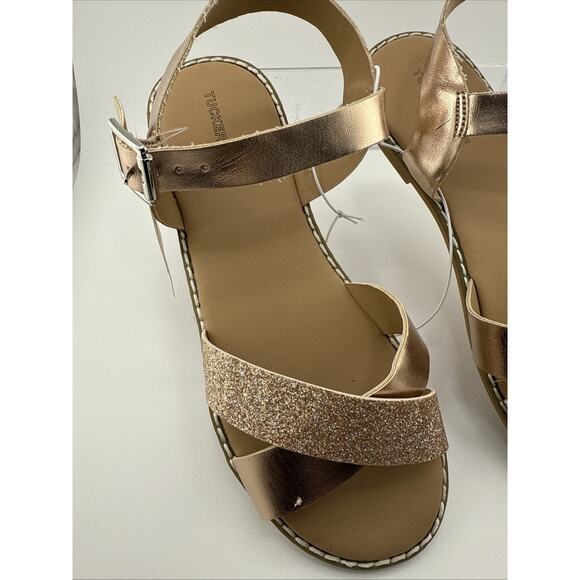 Tucker + Tate Arya Girls Cross Strap Rose Gold 3M Faux Leather Sandals‎ NWOB - Picture 2 of 8